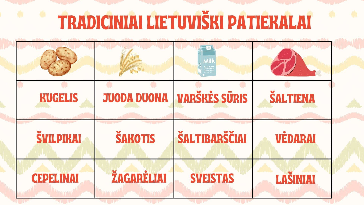 Pateiktys: Lietuviški valgiai ir kalba + užduotys