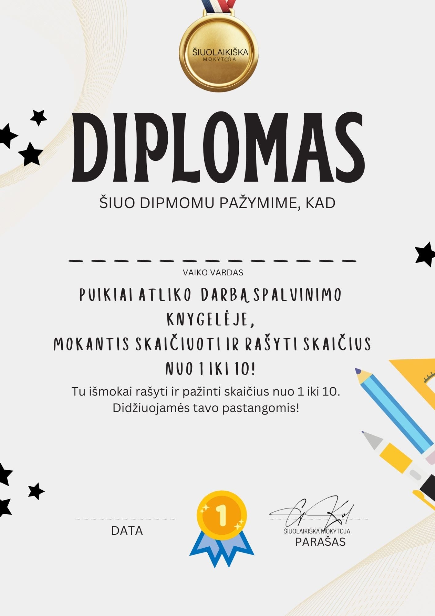 Mokomės skaičiuoti iki 10!