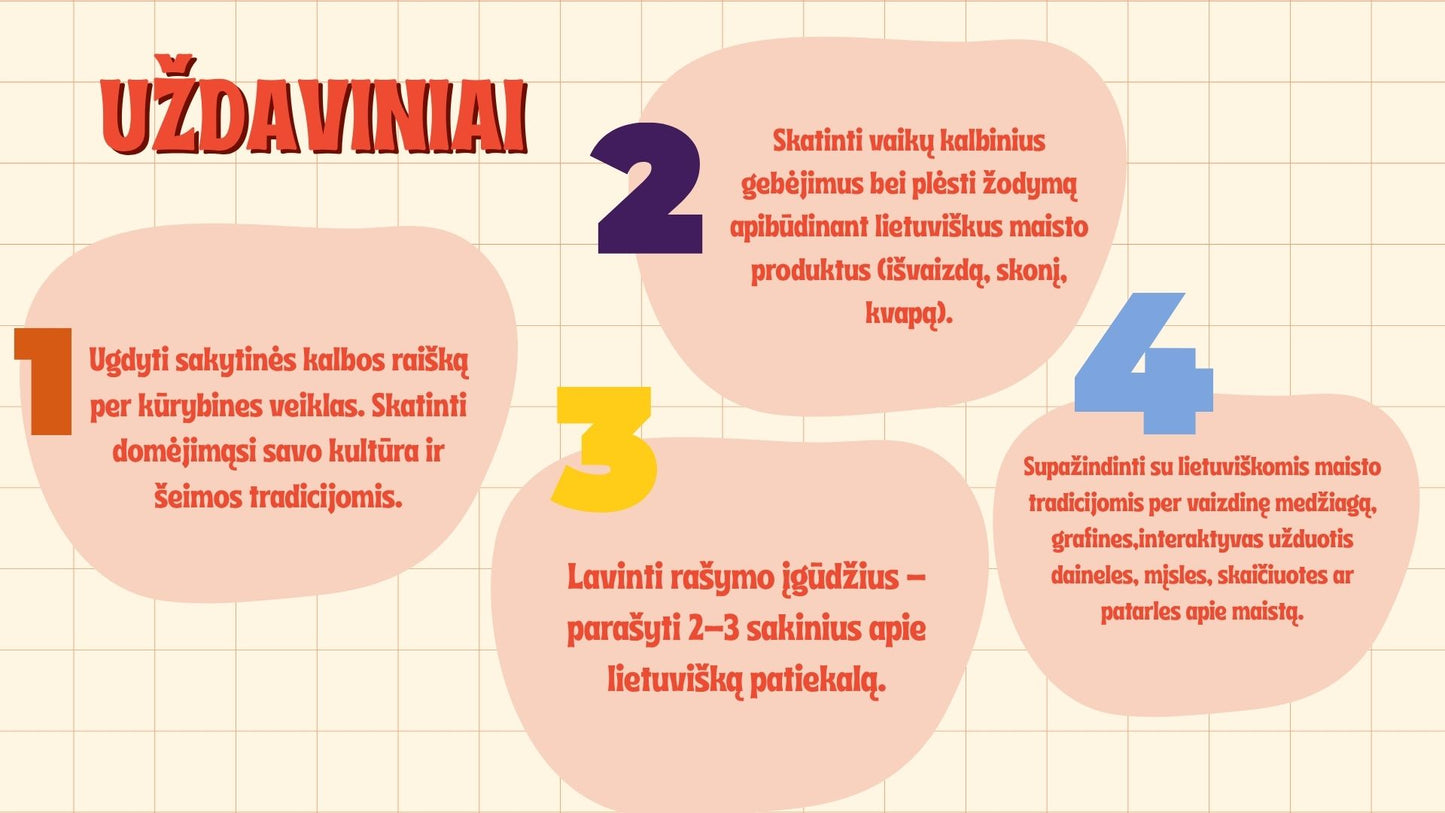 Pateiktys: Lietuviški valgiai ir kalba + užduotys