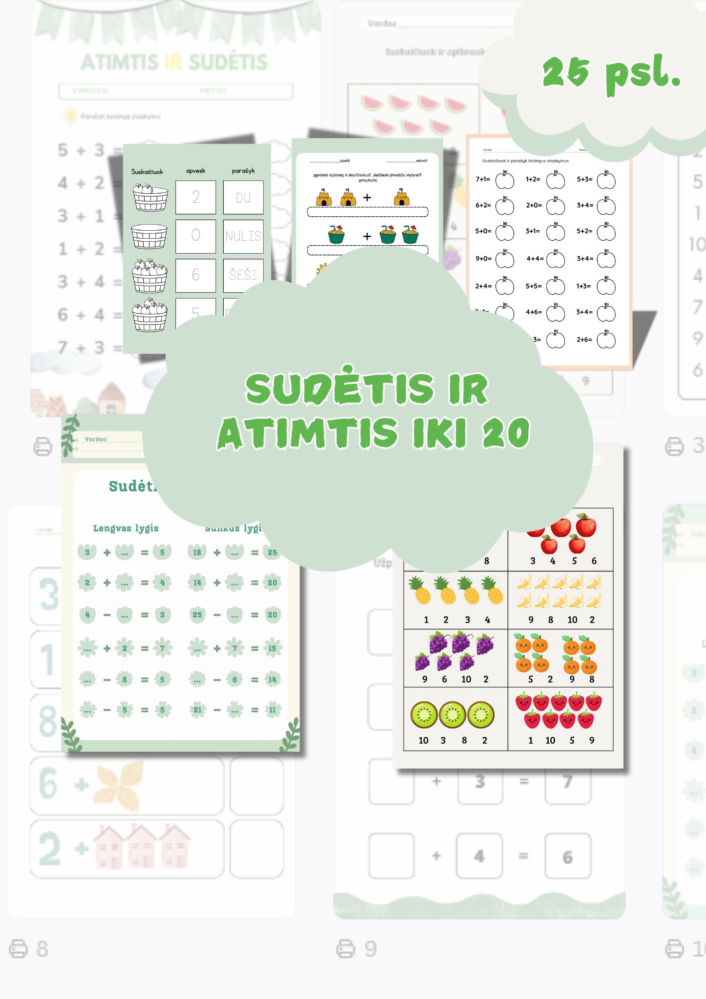 SUDĖTIS IR ATIMTIS IKI 20